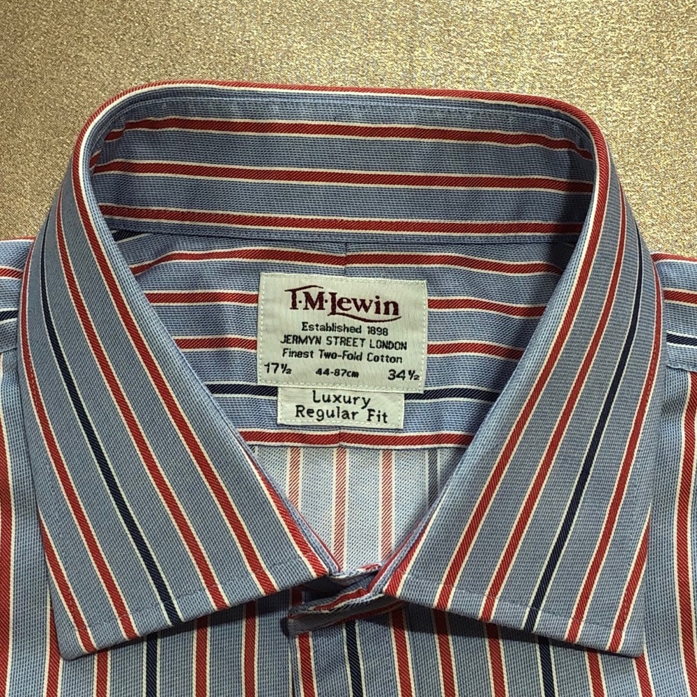 TM.LEWIN London French cuff 17.5 34.5 blue shirt